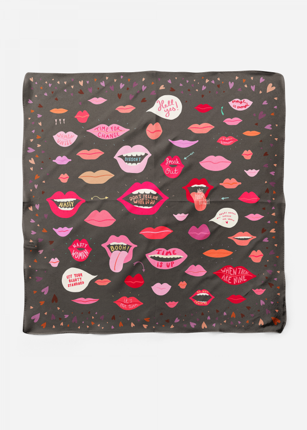 Read my lips illustrated luxurious silk scarf